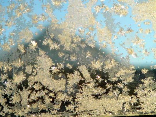 Ice crystals on the inside of the car